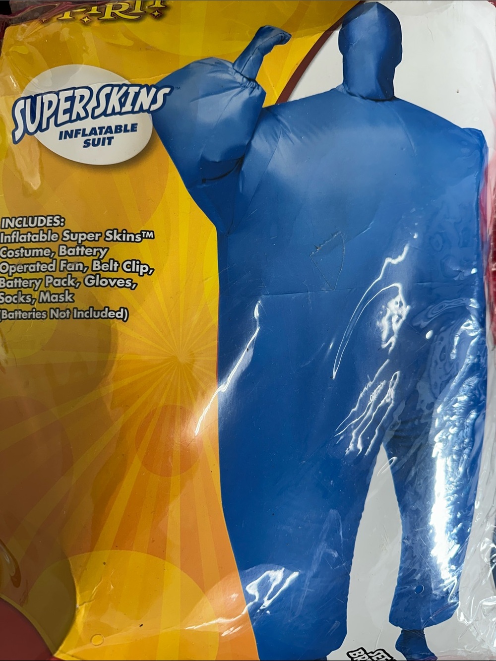 NWT Super skins inflatable costume suit blue man puff suit One size